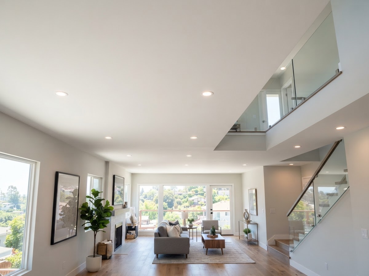 Smooth ceiling after popcorn ceiling refinishing in Diamond Bar