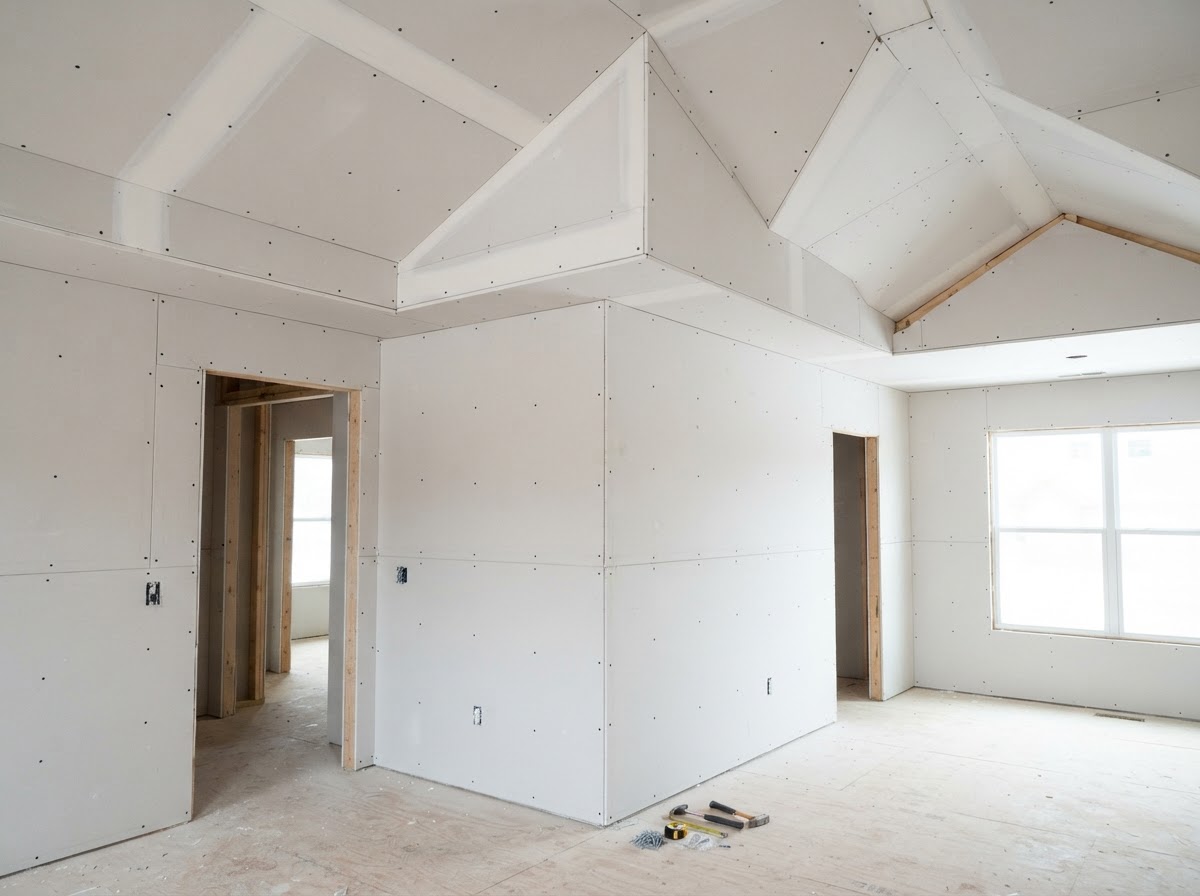 New drywall ready for finishing in Rowland Heights