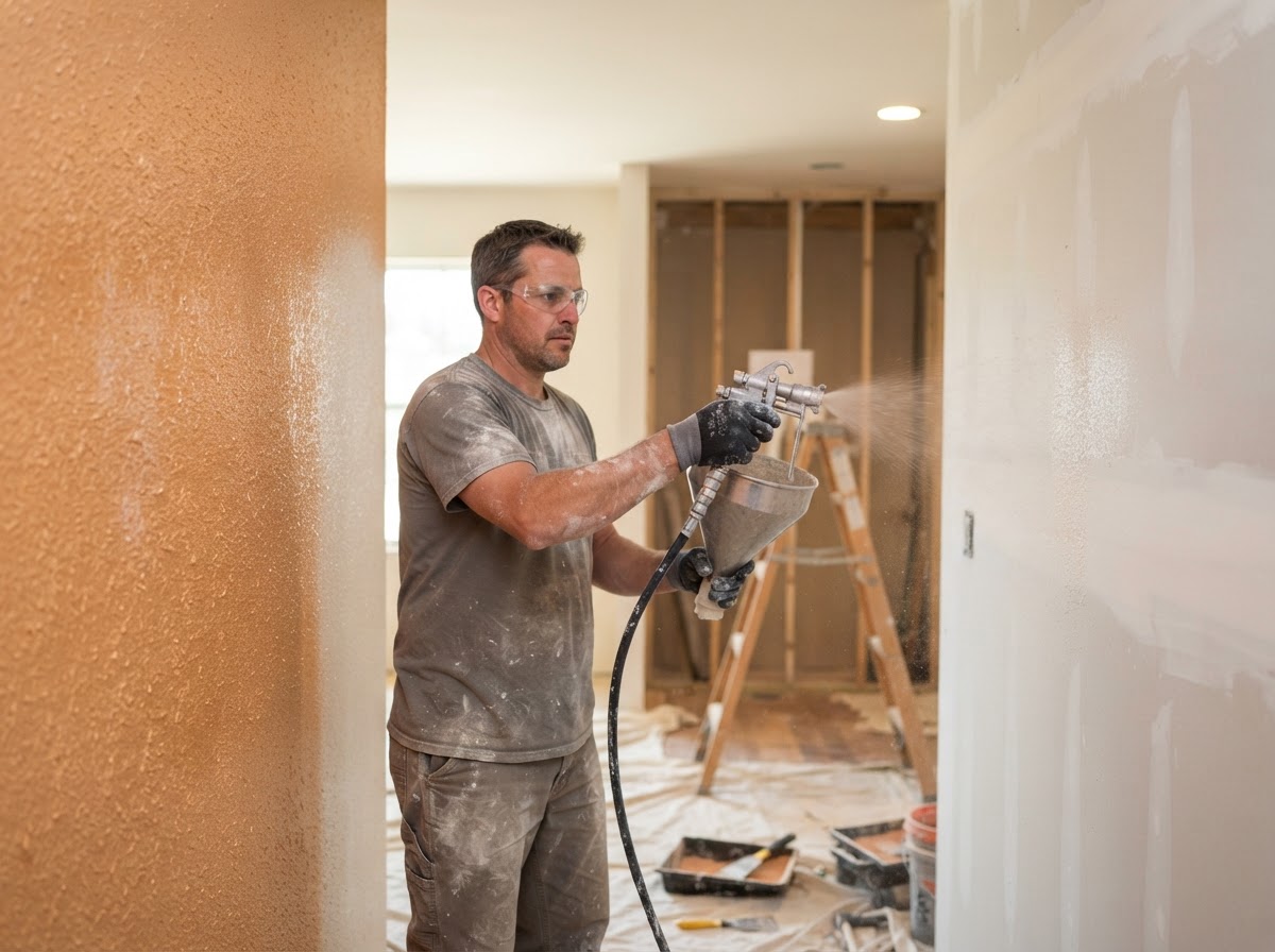 Drywall texturing in a West Covina home