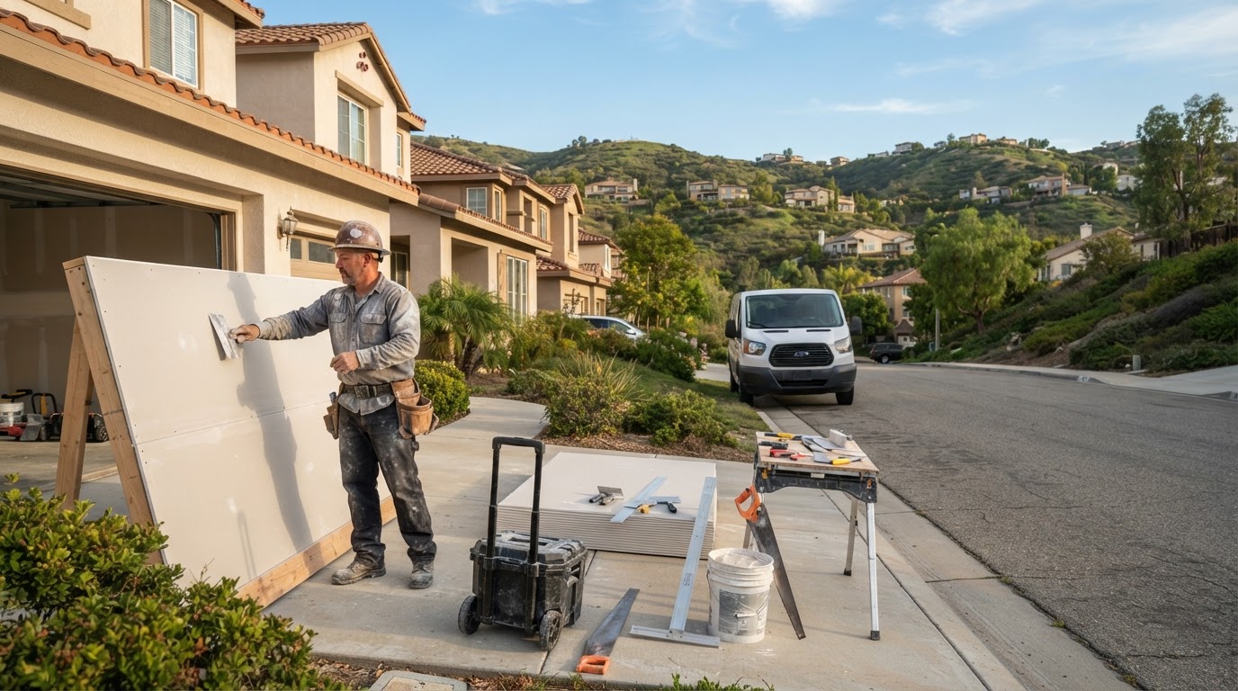 Drywall service for Diamond Bar hillside homes