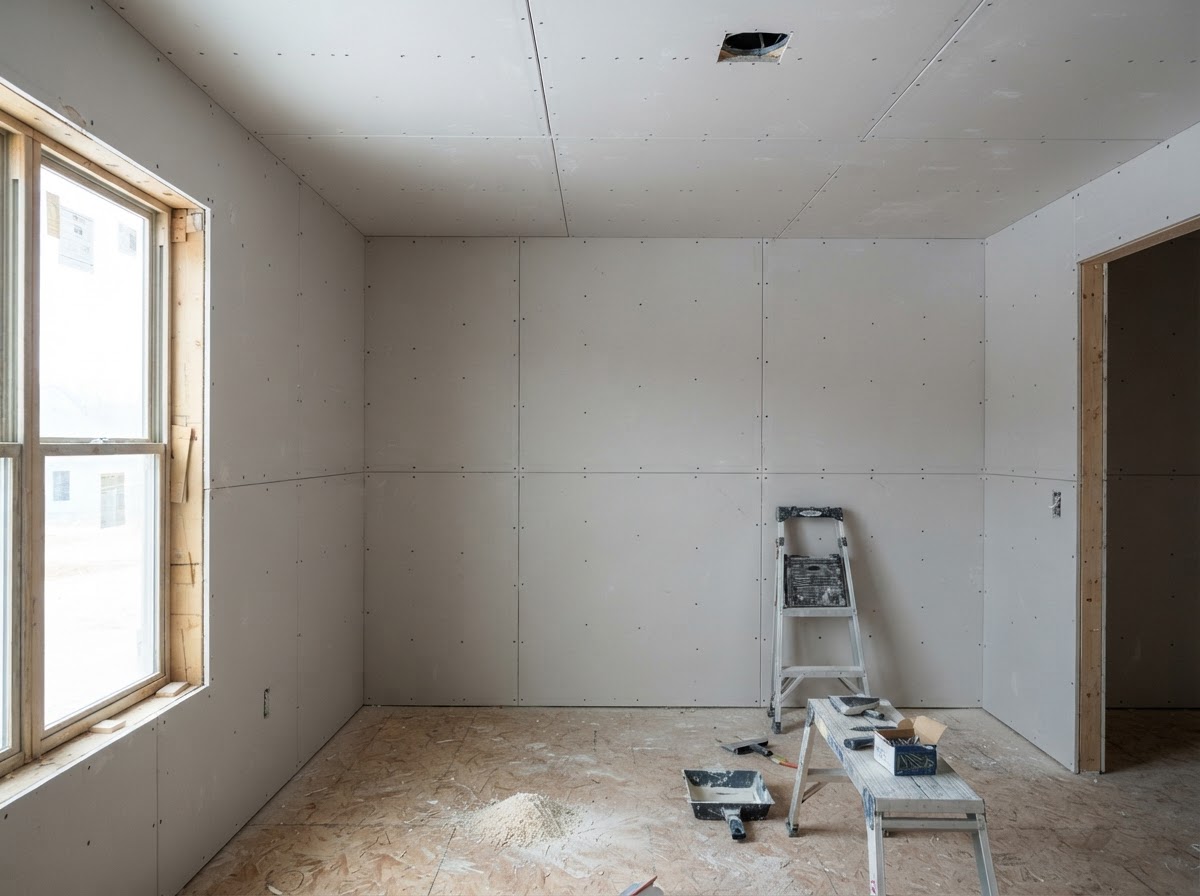 Drywall installation ready for finishing in Hacienda Heights