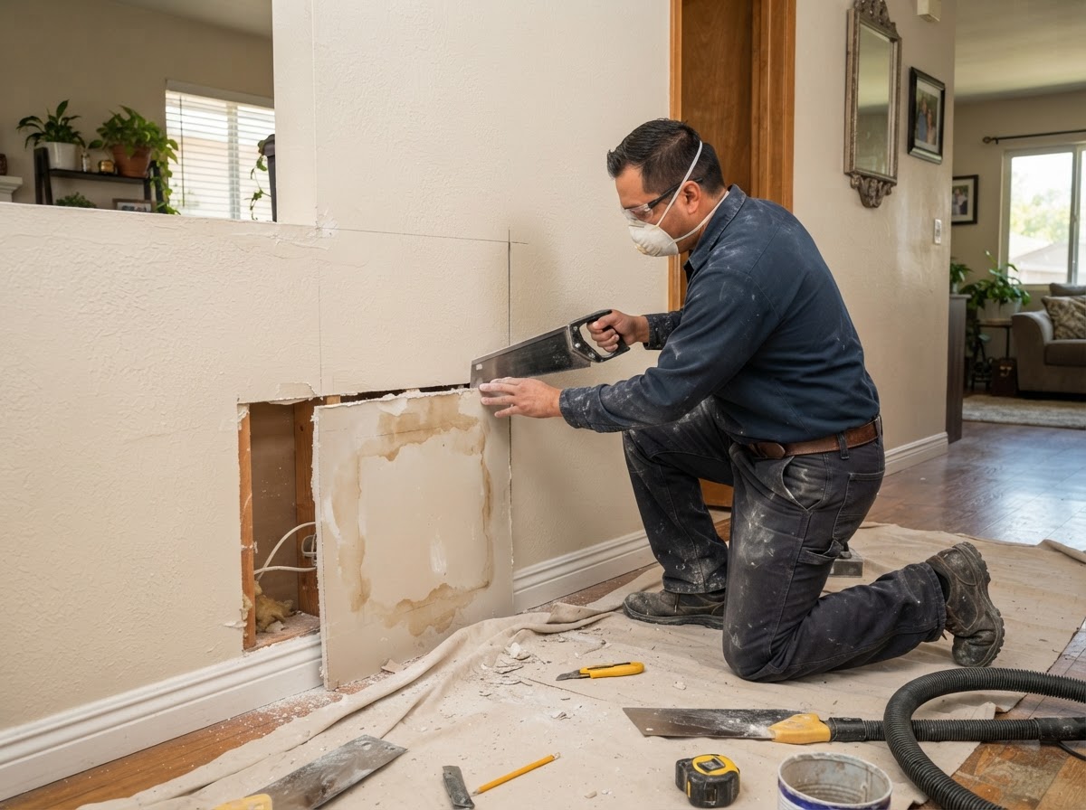 Drywall replacement in a West Covina home