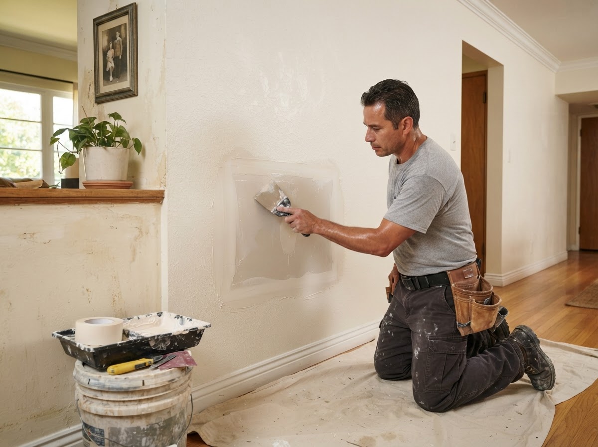 Drywall repair in a Covina home
