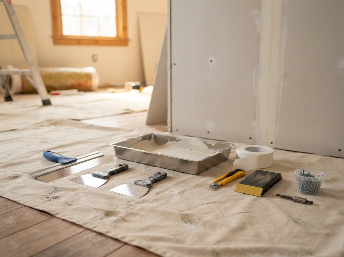 Prepared drywall work area for a West Covina project