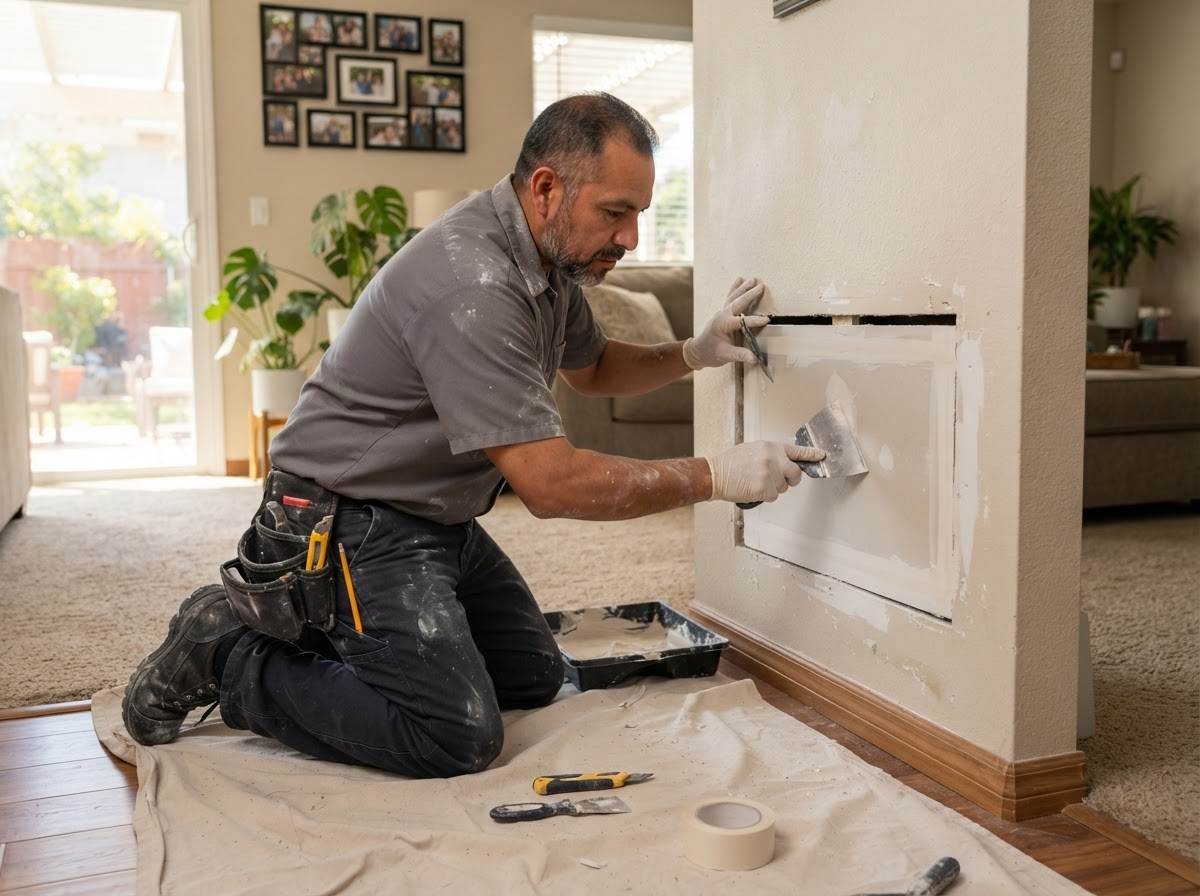 Drywall hole repair in a West Covina home