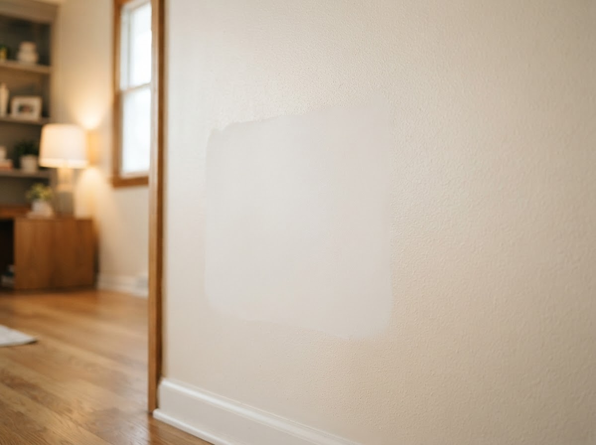 Finished smooth drywall surface after professional repair