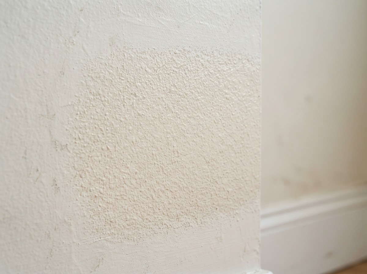 Orange peel texture matched around drywall repair