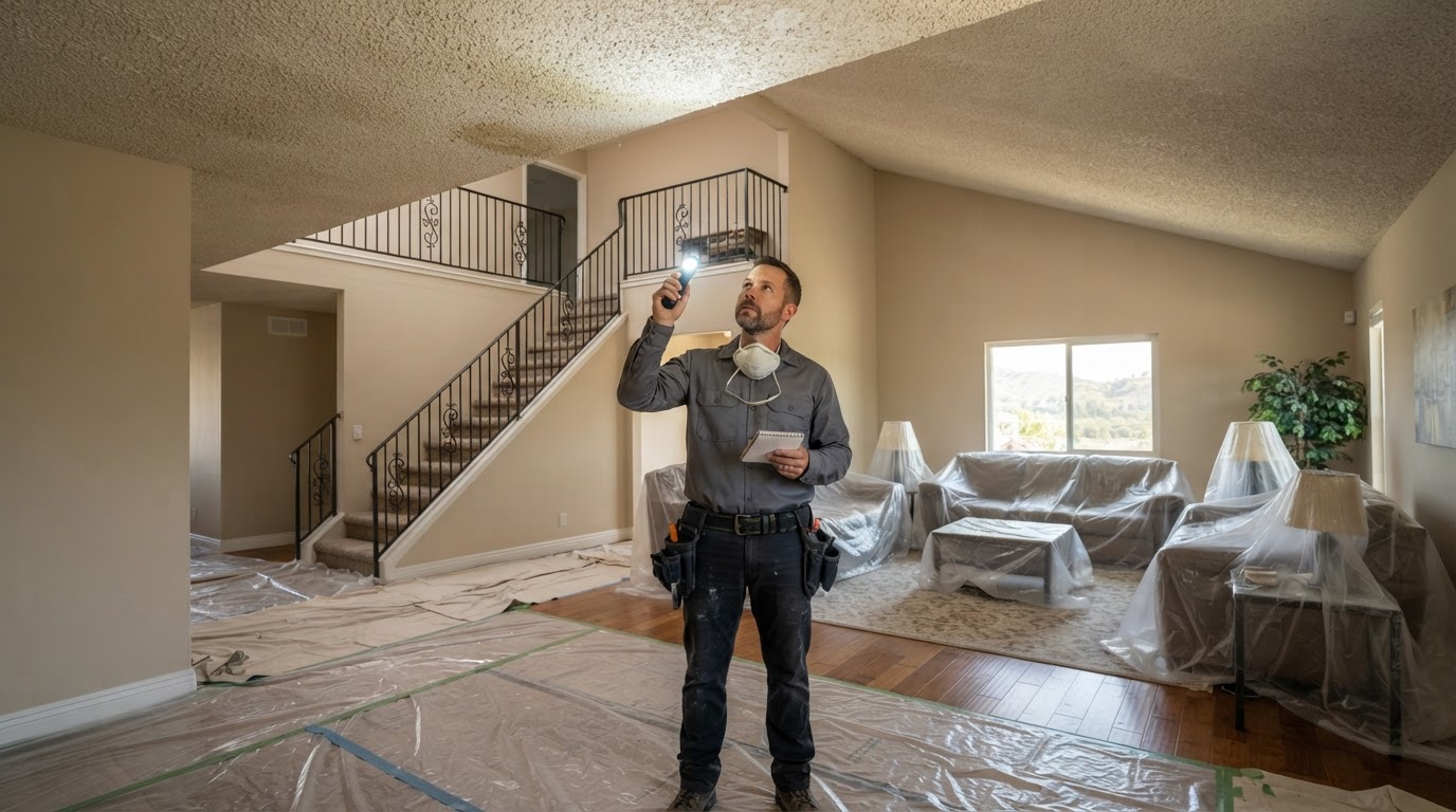 Popcorn ceiling removal evaluation in Diamond Bar CA