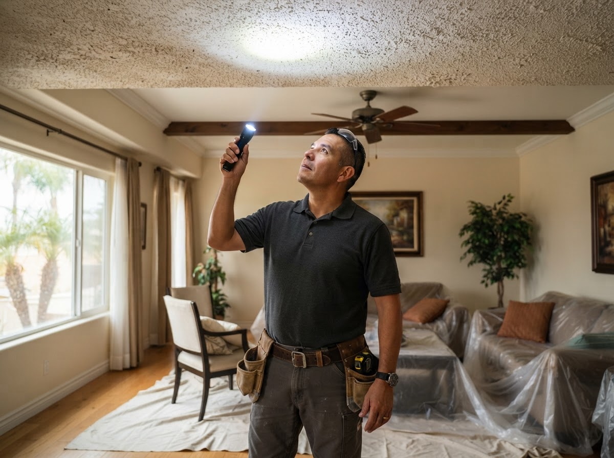 Popcorn ceiling removal evaluation in Hacienda Heights