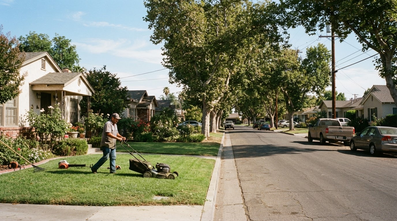Landscaping service at a residential property in Shafter, CA