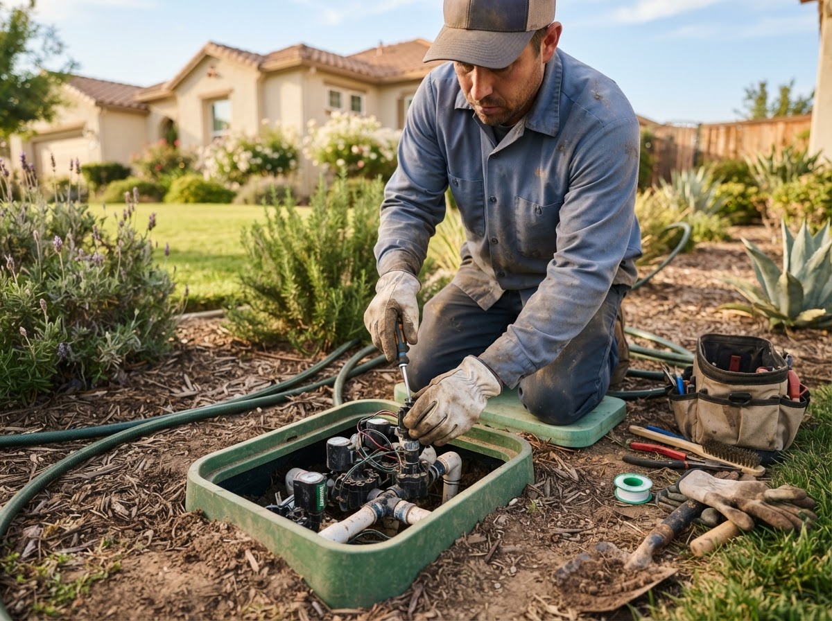 Irrigation system maintenance for a Wasco landscape