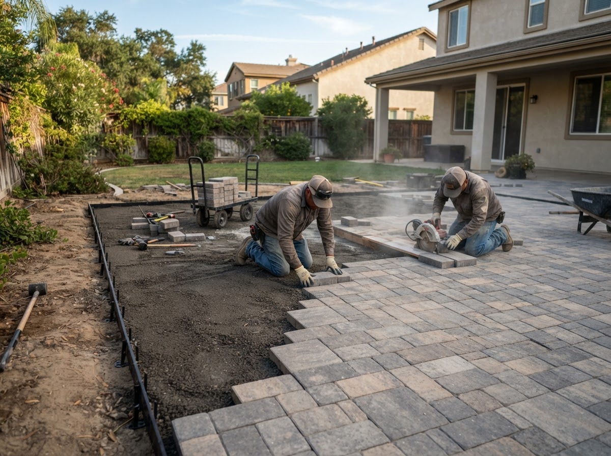 Paver patio installation in Rosedale, California