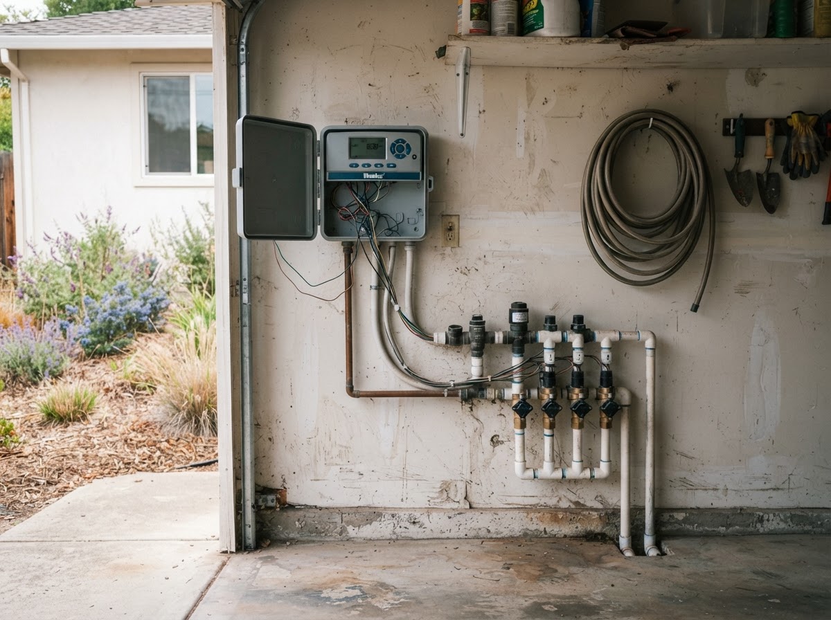 Residential irrigation controller system in Wasco, California