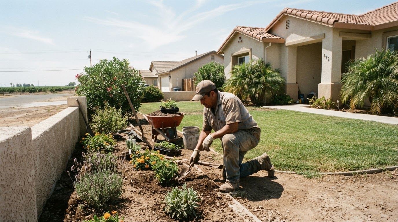 Landscaping service at a residential property in McFarland, CA