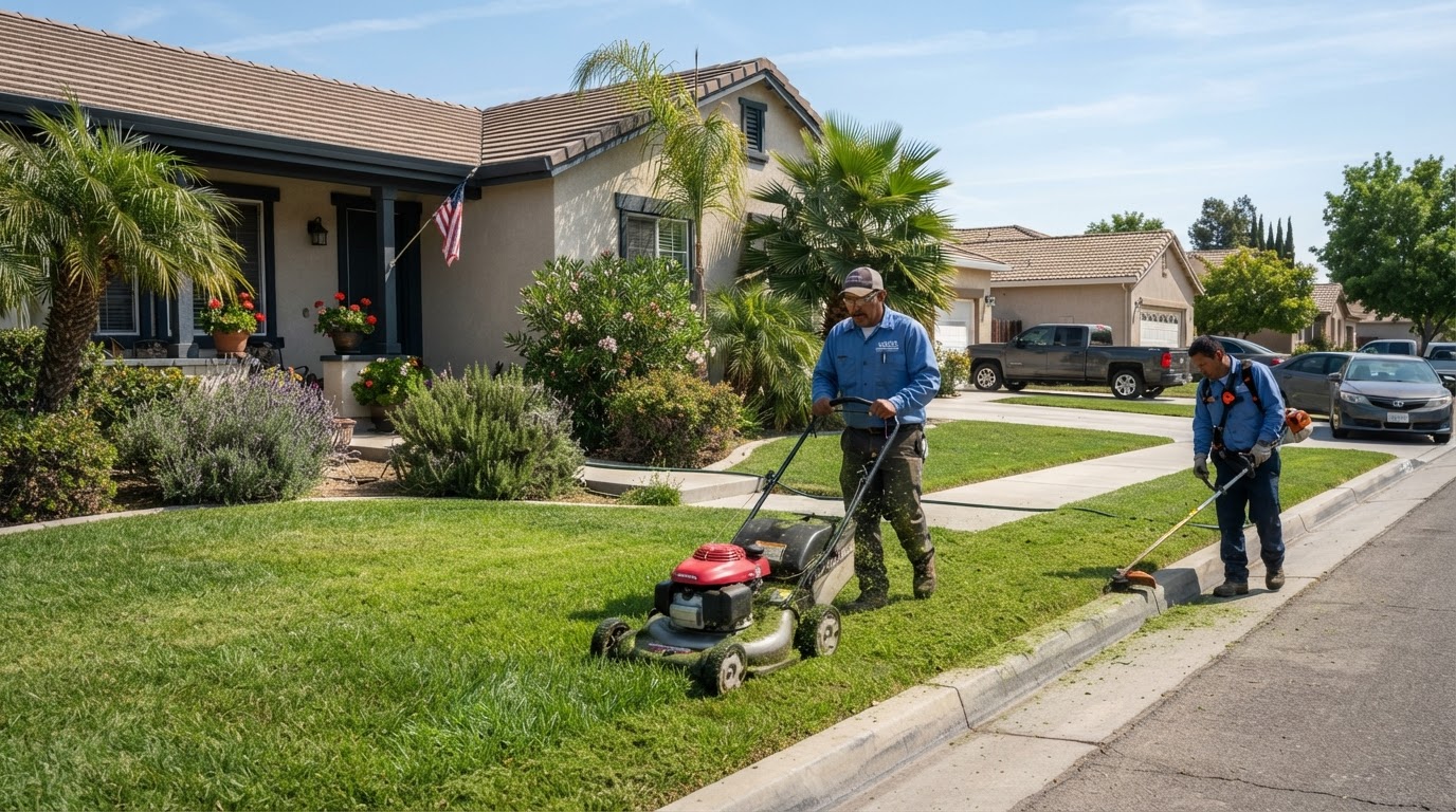 Recurring lawn maintenance service in Wasco, CA