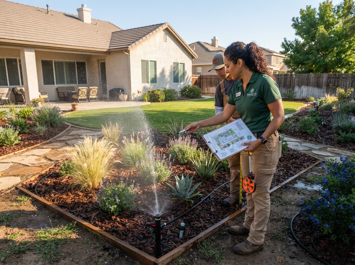 Coordinating irrigation and planting for landscape design in Rosedale