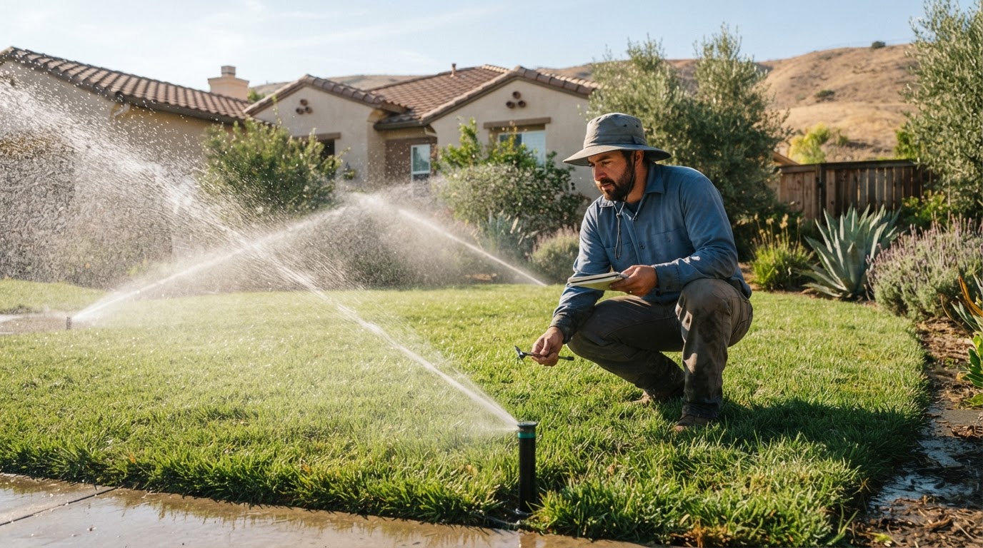 Irrigation and sprinkler service at a Wasco residential property