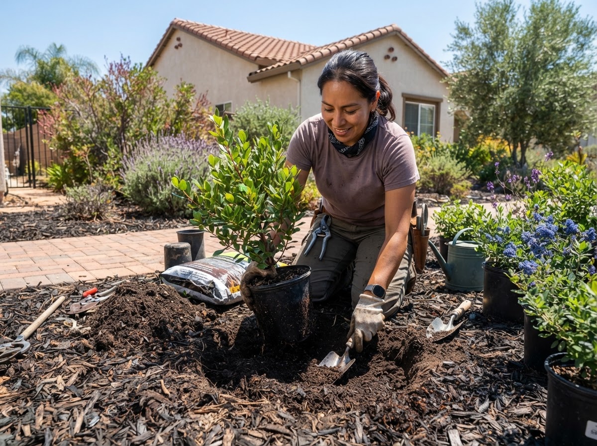 Garden planting and soil preparation in McFarland, CA