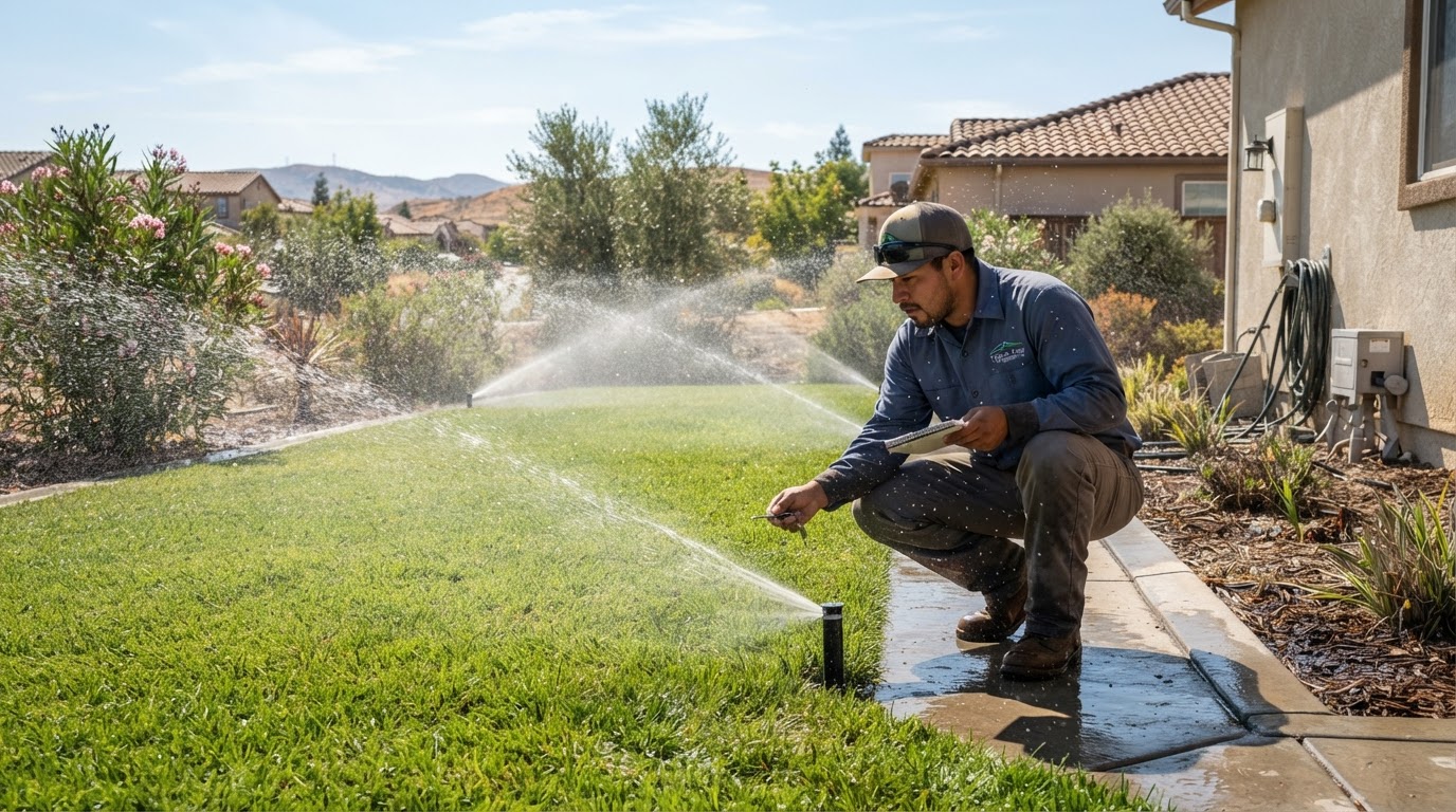 Sprinkler repair service at a Wasco residential property