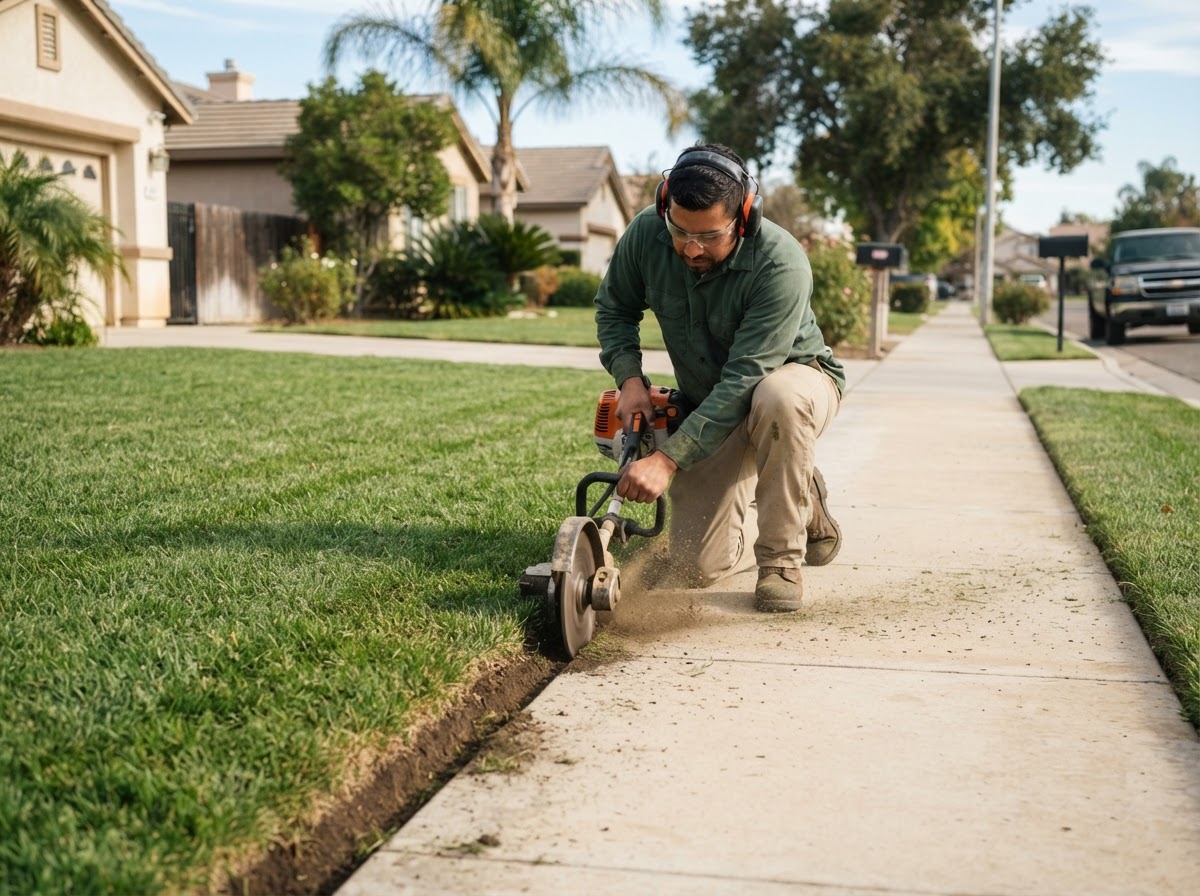 Lawn edging service in Wasco, California
