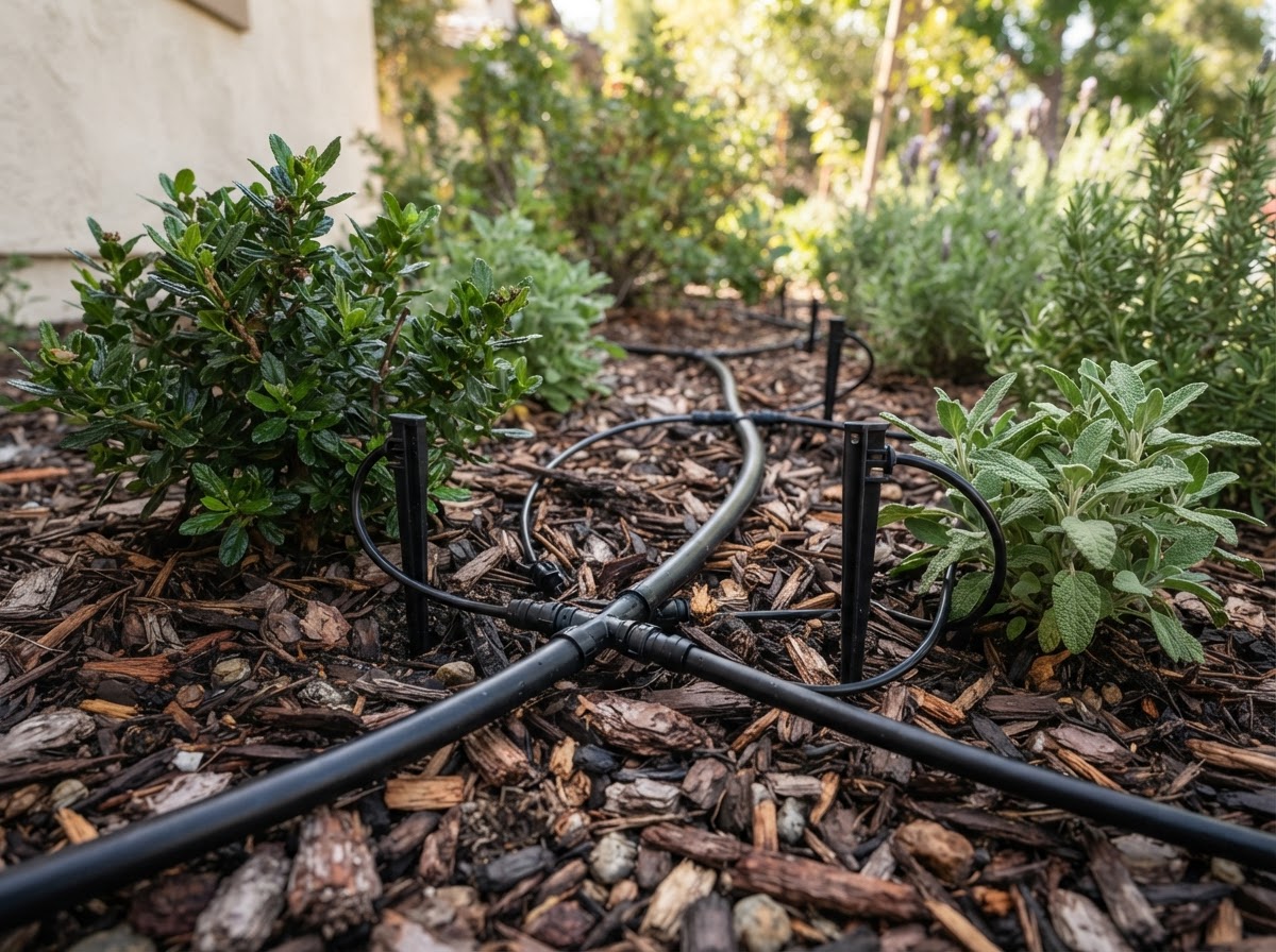 Drip irrigation system for a Wasco planting bed