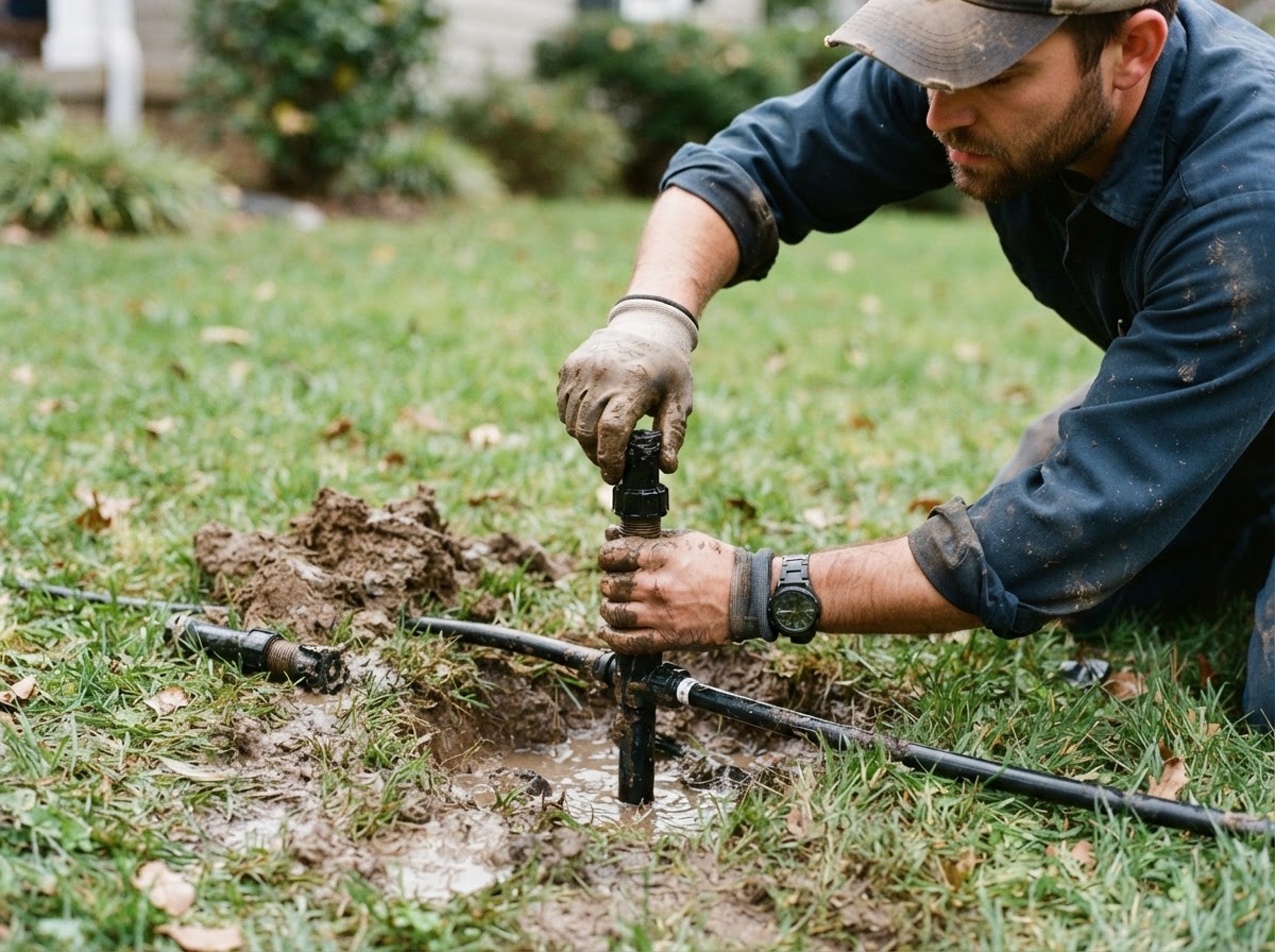 Broken sprinkler head repair in Wasco, CA
