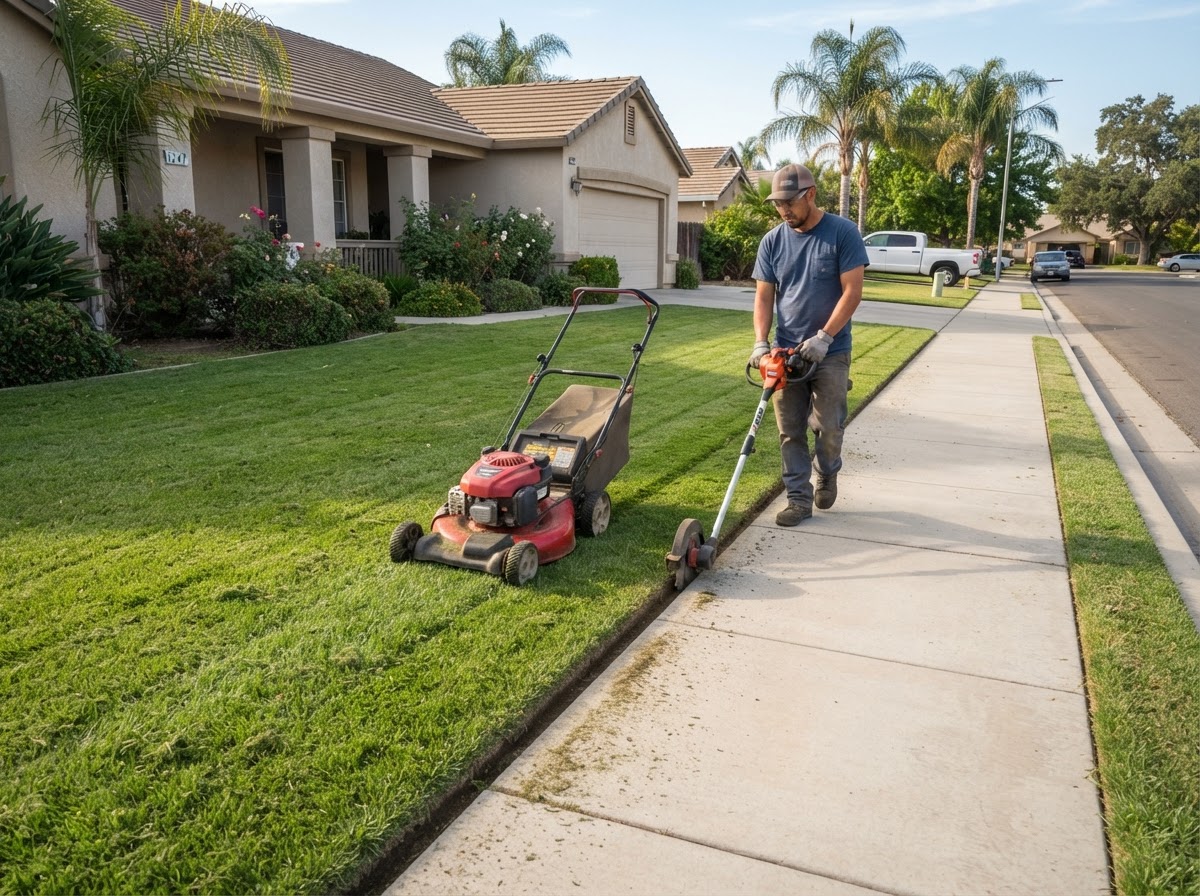 Lawn mowing and edging in McFarland, California