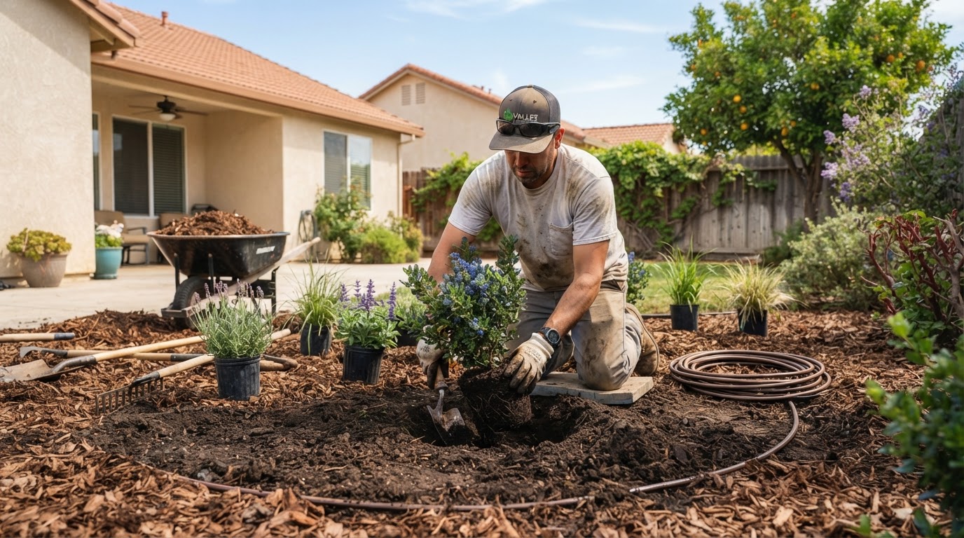 Garden planting service at a Wasco residential property