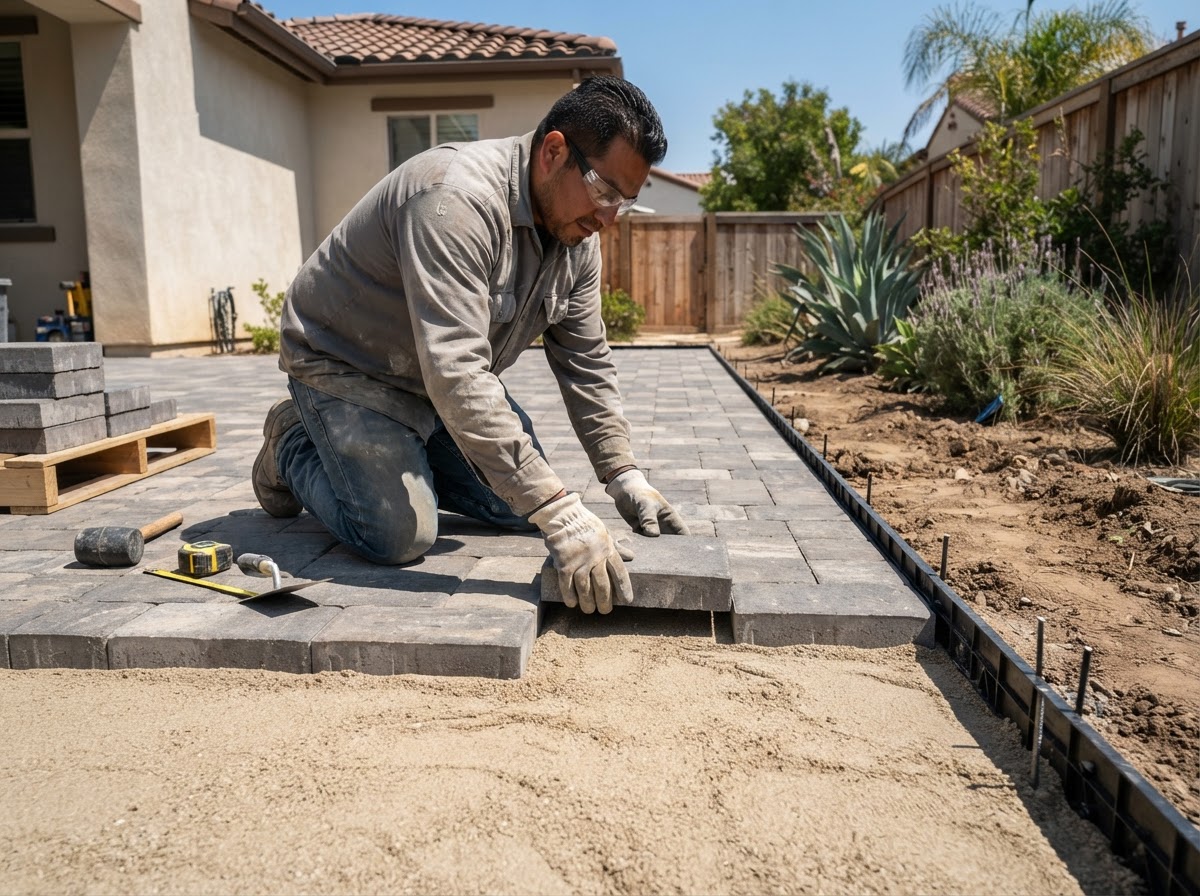 Concrete paver patio installation in Wasco, CA
