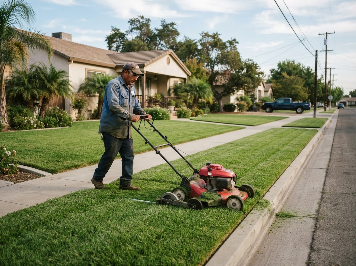 Lawn maintenance in McFarland, California