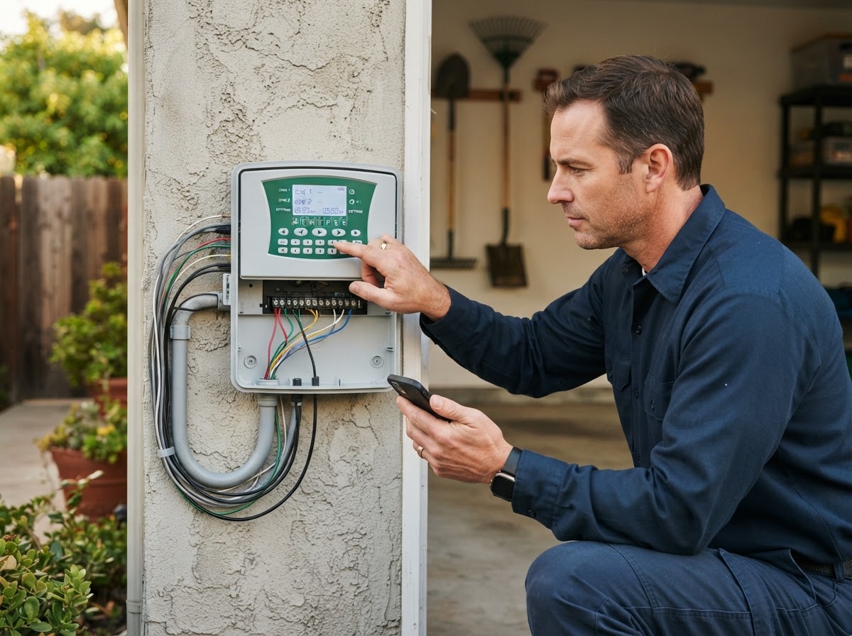 Smart irrigation controller setup for a Wasco landscape