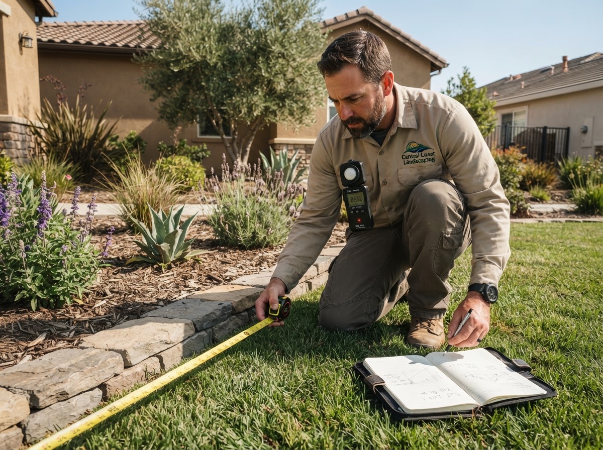 Planning turf and planting areas for a Wasco landscape