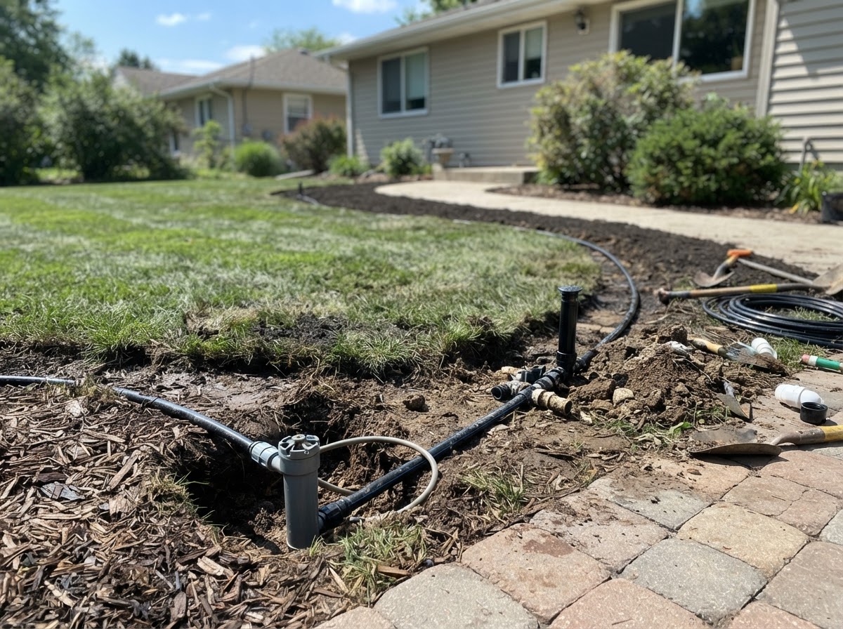 Sprinkler head layout for a Wasco residential lawn