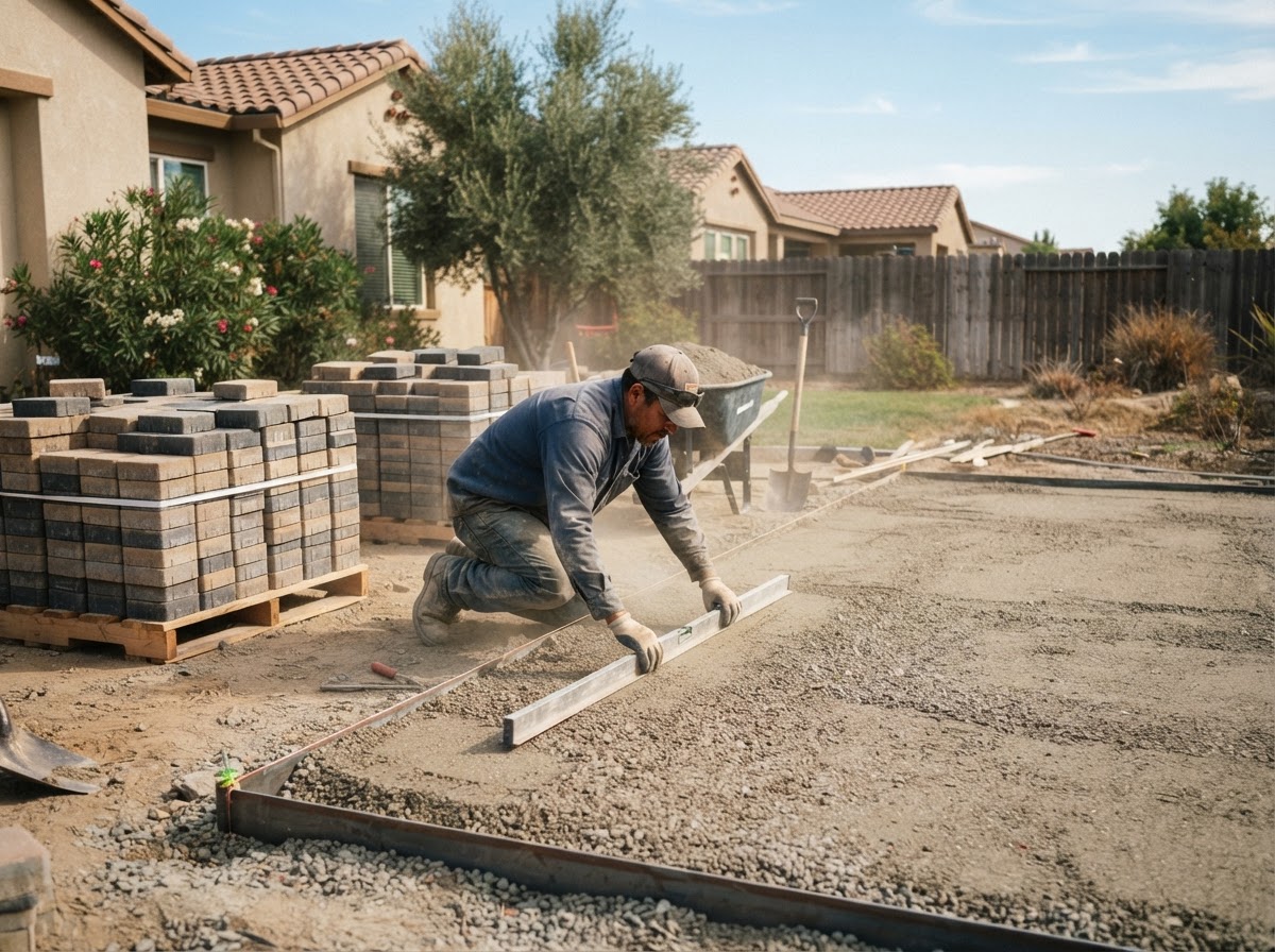Paver patio installation for a Shafter property