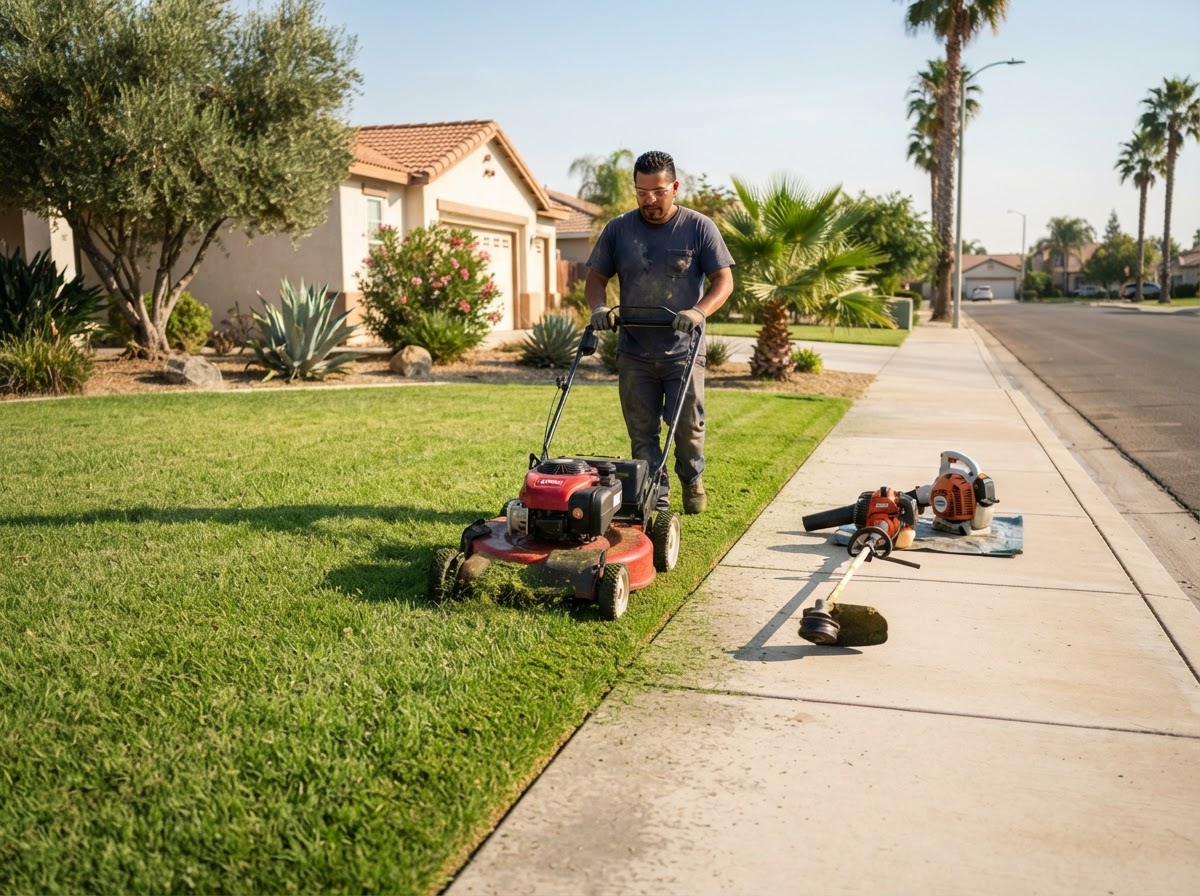 Lawn mowing and edging service in Wasco, CA