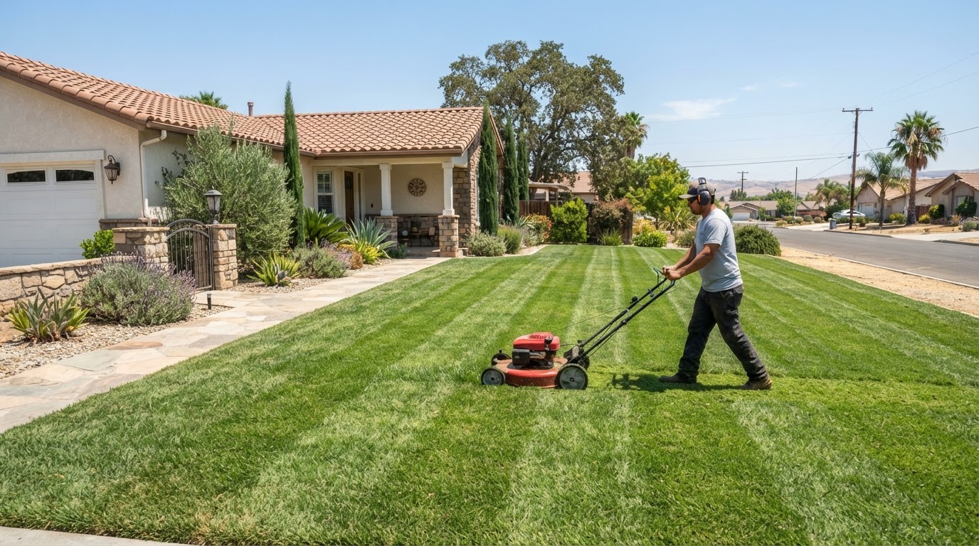 Lawn and yard care service at a residential property in Wasco, CA