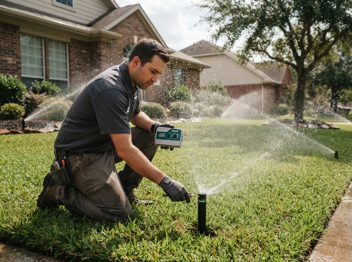 Testing irrigation zones after controller installation in Wasco