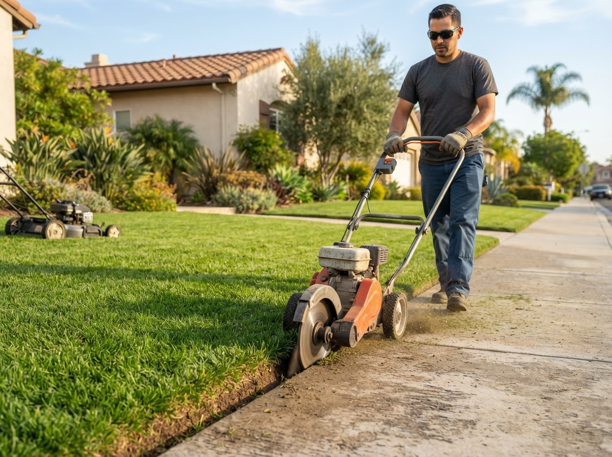 Lawn mowing and edging service in Wasco