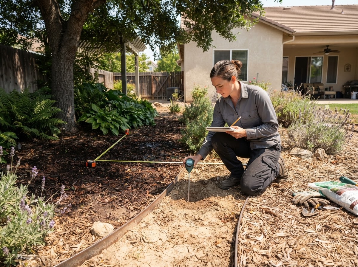 Evaluating planting areas for a Wasco landscape design