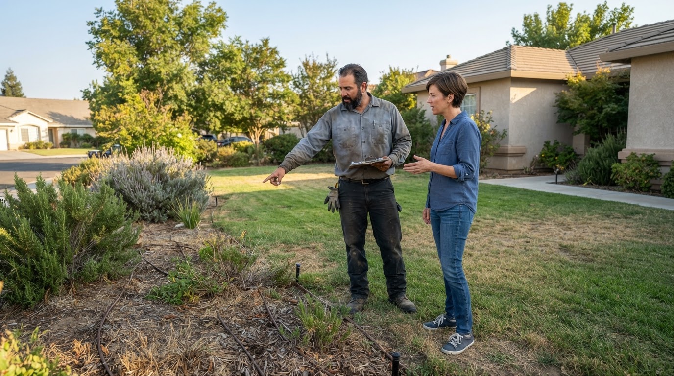 Landscaping service consultation for a Wasco property