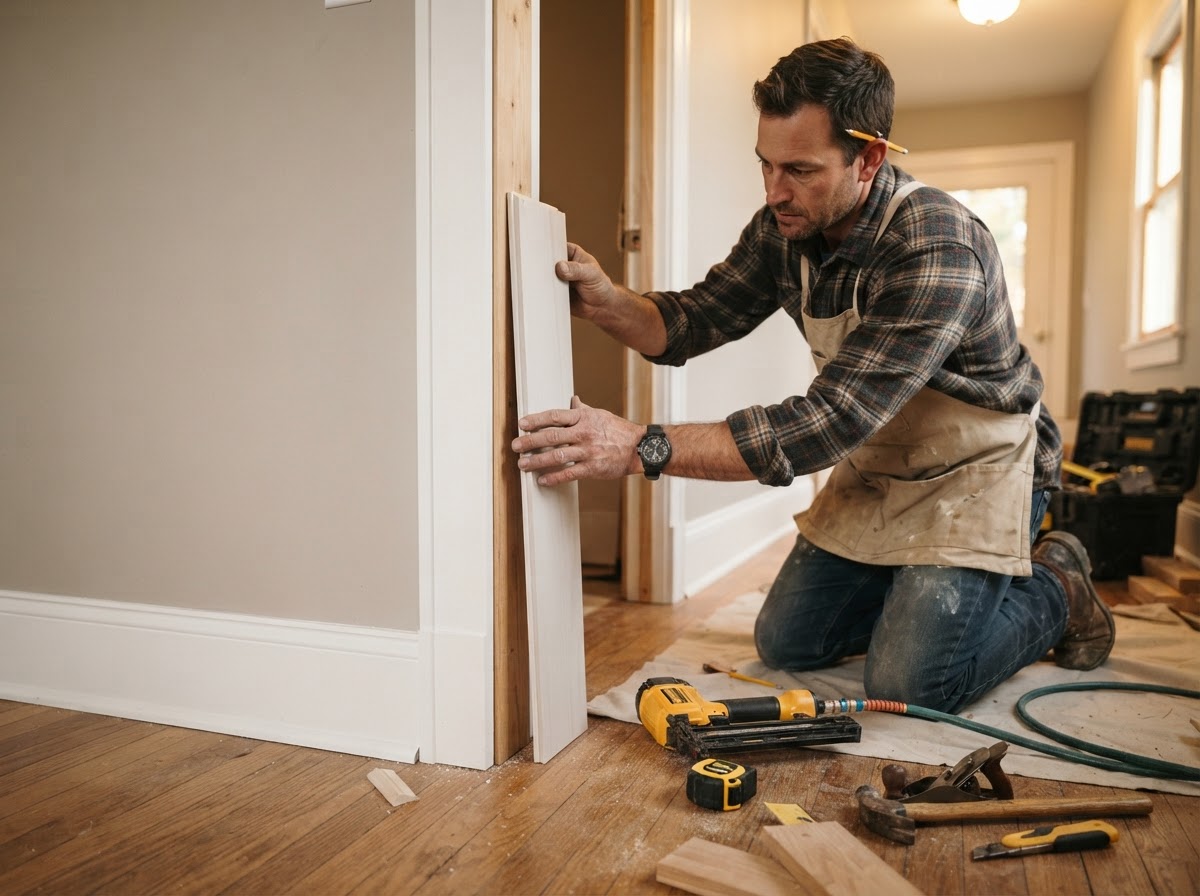 Baseboard and door casing finish carpentry in Hamilton Township NJ