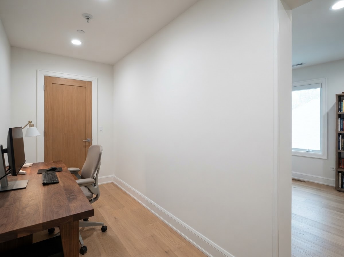 Finished drywall wall built for improved sound control in Glenview