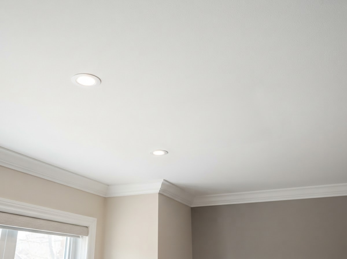 Refinished drywall ceiling after professional repair in Skokie