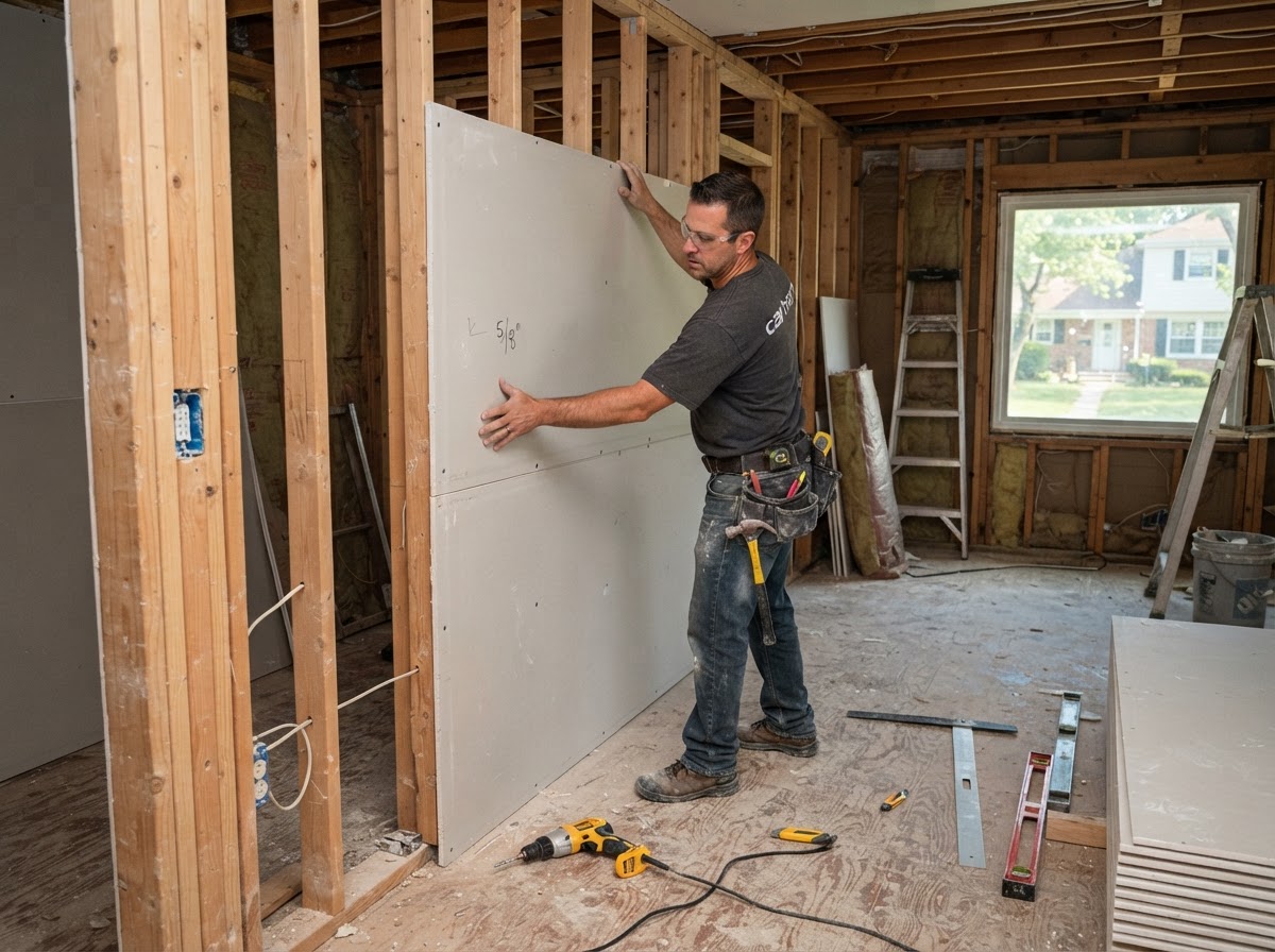 Drywall installation contractor working in Des Plaines Illinois