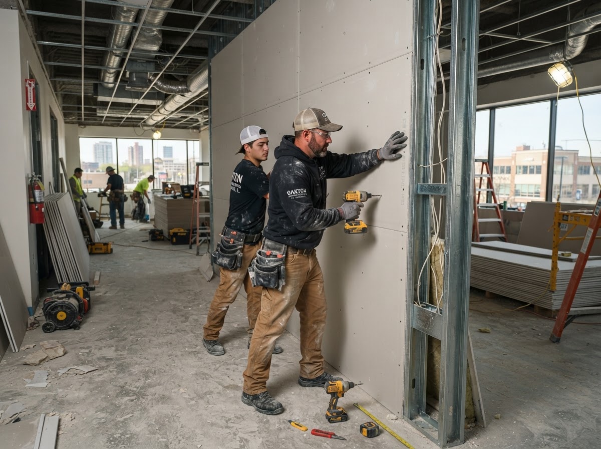 Commercial drywall contractor working in Des Plaines Illinois