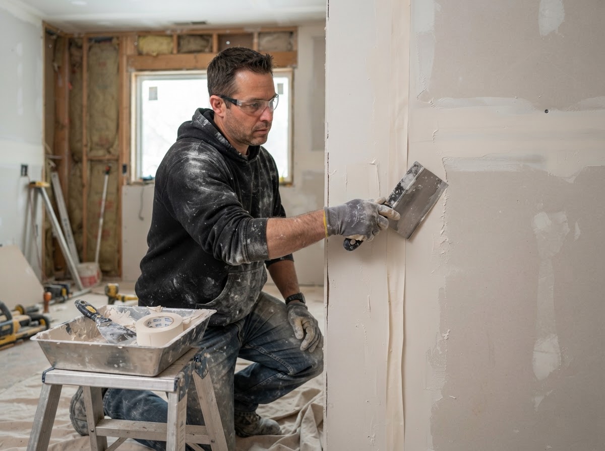 Drywall finishing for a Glenview remodeling project