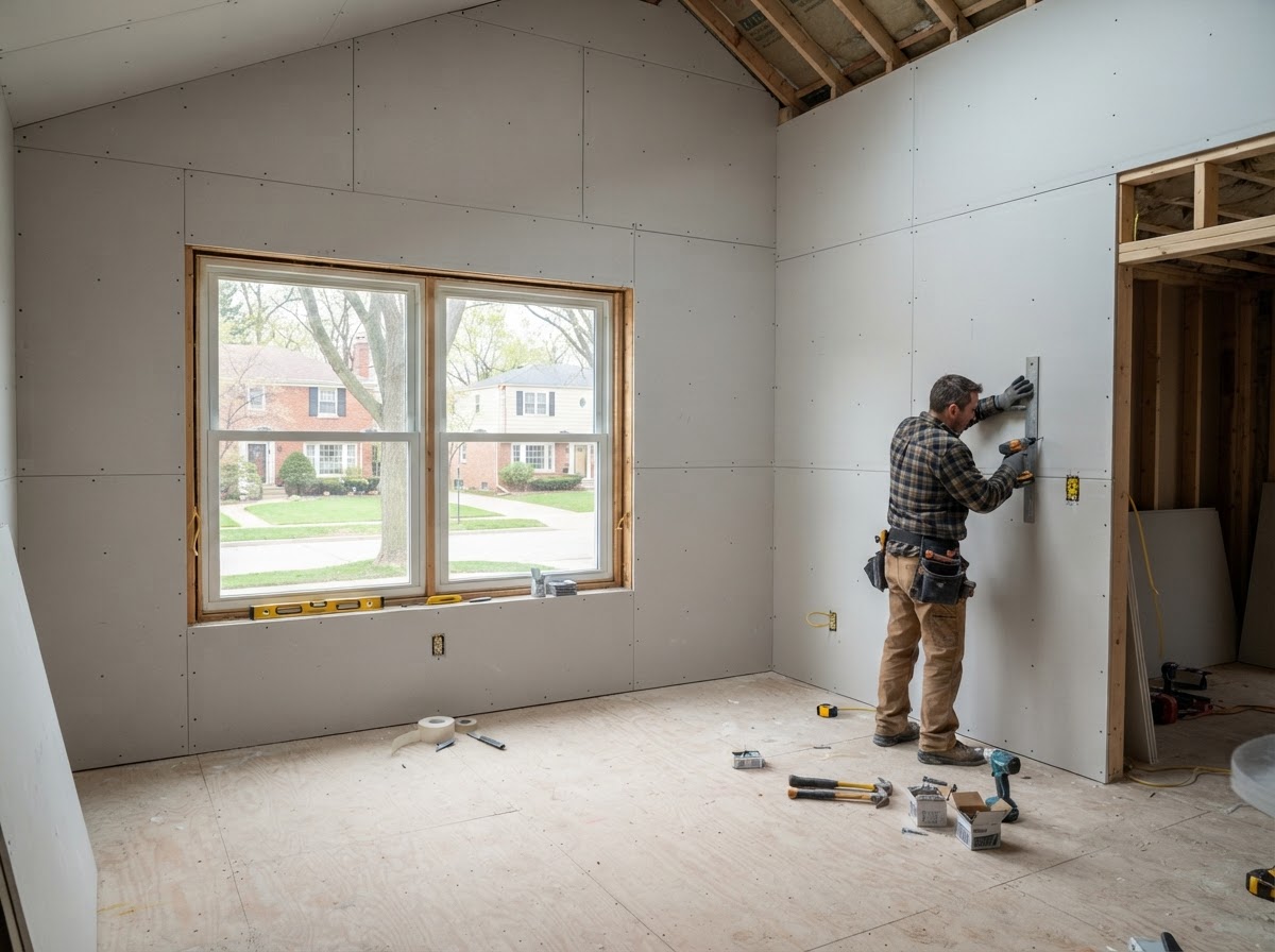 New drywall installation for a Park Ridge residential remodel