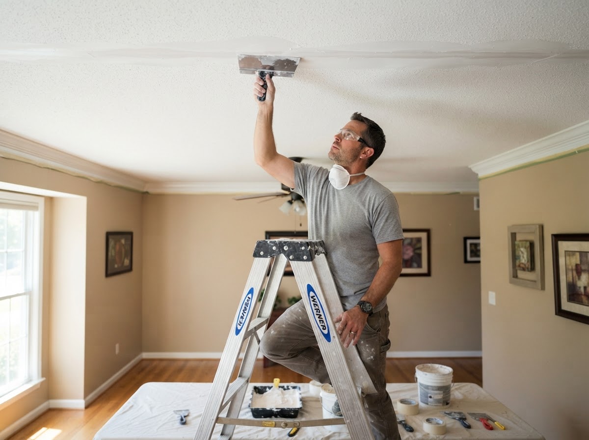 Ceiling drywall repair for a Park Ridge residential property