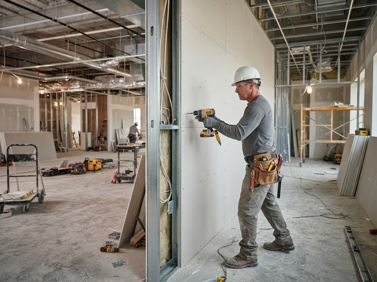 Commercial drywall work for a Lincolnwood business interior