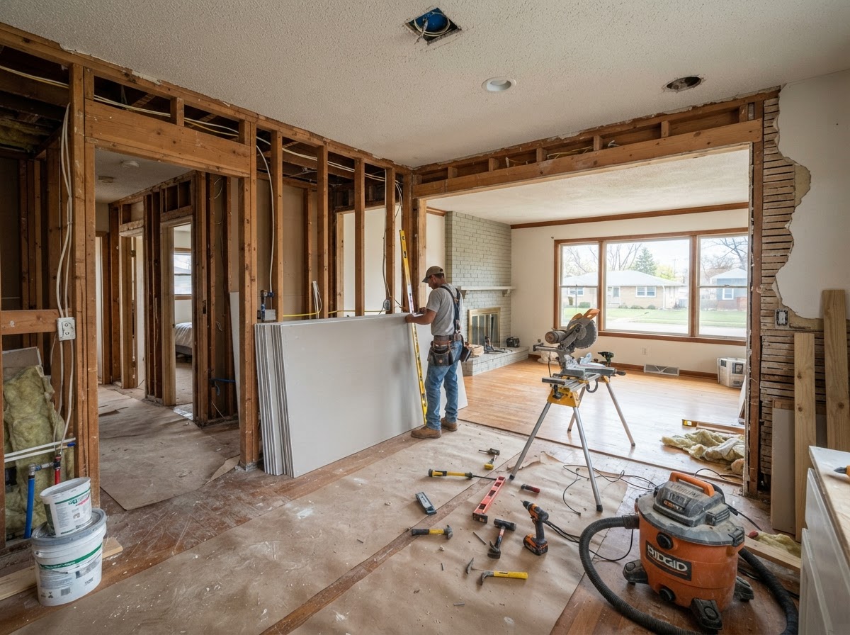 Drywall installation for residential remodeling in Morton Grove Illinois
